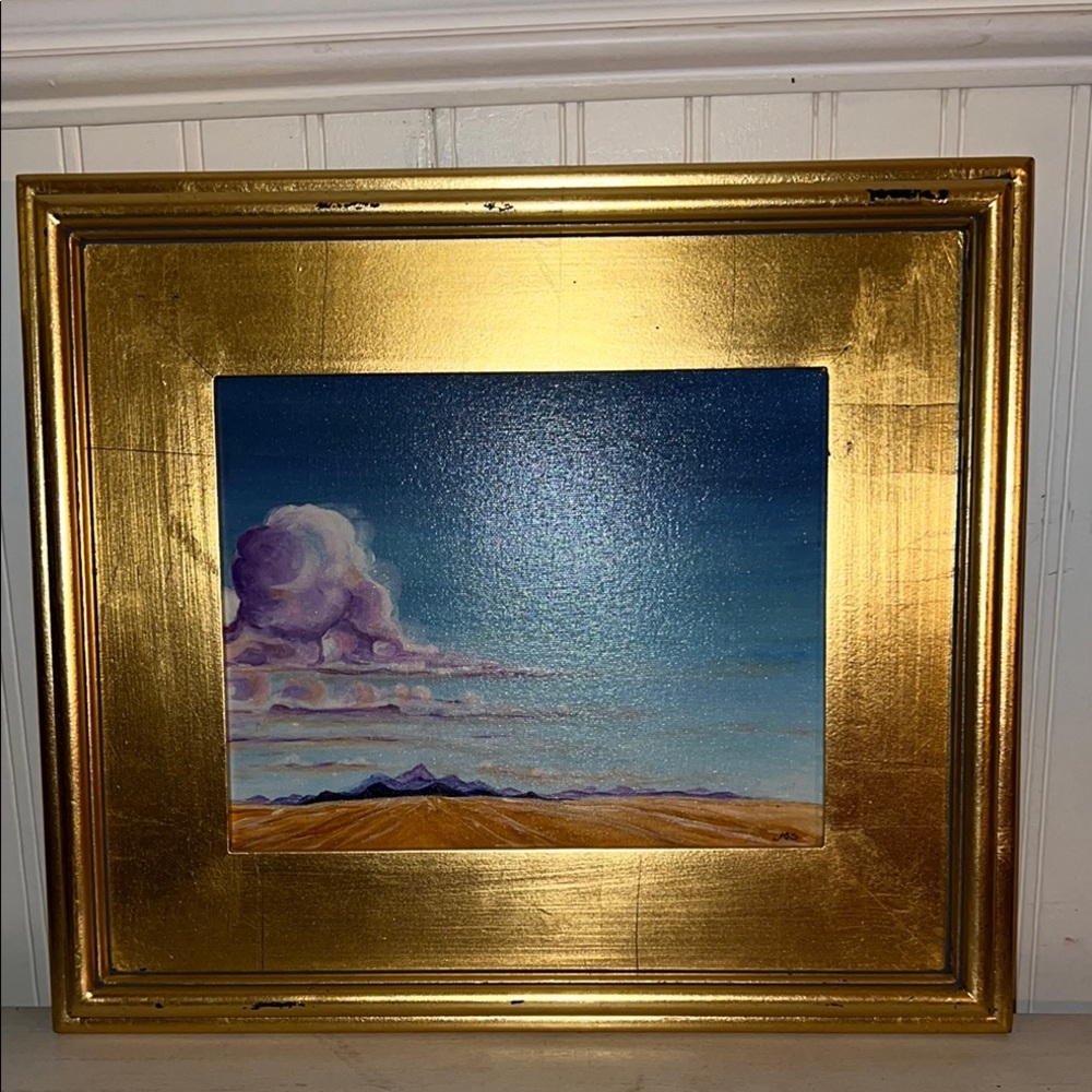 Golden Framed Landscape Oil painting original John Shaw Oregon desert art